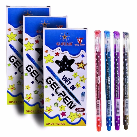 G-Star Bút Gel GP01 (Xanh, Tím, Đỏ, Đen) (12 Cây/Hộp; 12 Hộp/Lốc; 12 Lốc/Thùng)