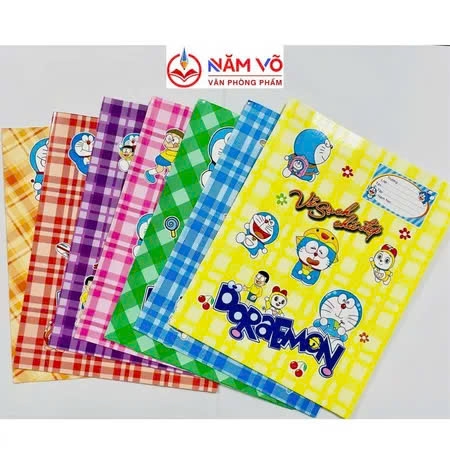 Bìa Kê Sách Doremon Mẫu Mới (Xanh Dương, Lá, Đỏ, Vàng, Tím, Hồng, Cam) (10 Tờ/Xấp) (10 Xấp/Bó)