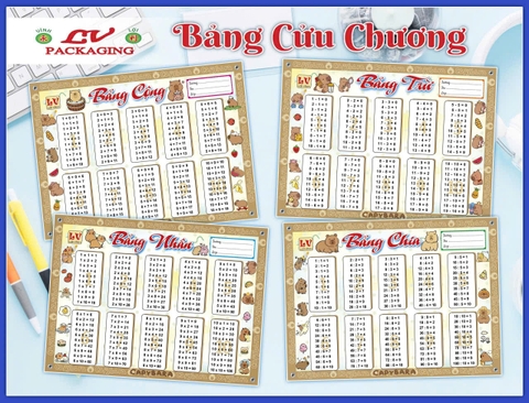 Bảng Cộng, Trừ, Nhân, Chia Có Keo Dán (4 Tờ/ Xấp; 10 Xấp/ Bó; 100 Xấp/ Cục)