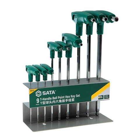 Bộ Lục Giác Đầu Bi 9 Chi Tiết, Tay Cầm Chữ T SATA 09117