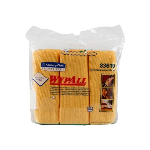 Khăn Lau Đa Năng Kimberly Clark WYPALL MICROFIBER 83610, Vàng, 40x40cm, 6 Tờ/Túi, 4 Túi/Thùng