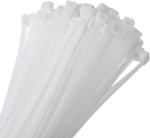 Dây Rút Nhựa TPE, Mã DR1T–DR6T5, Bản Rộng 3–10mm, Chiều Dài 100–650mm, Màu Trắng, 80 Sợi/Bịch