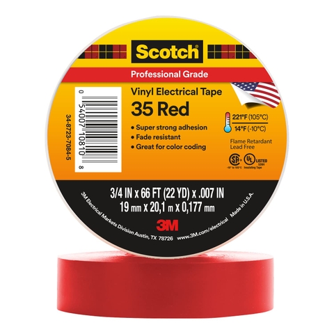 Băng Keo Điện Vinyl 3M™ Scotch® 35, Đỏ