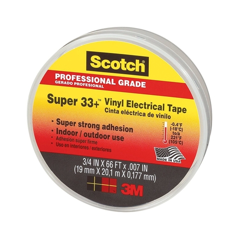 Băng Keo Điện 3M Scotch Super 33+, Màu Đen, 3/4 inchx66 ft (19mmx20.1m)