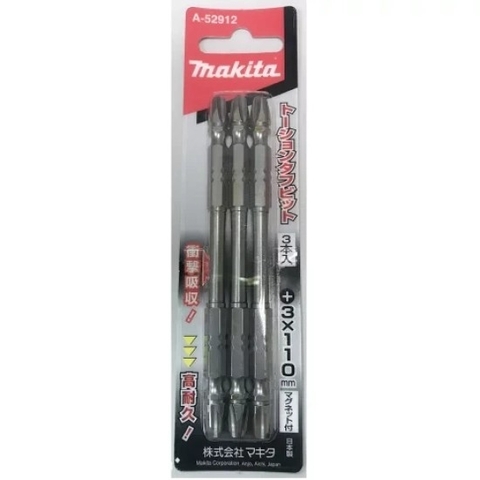 PH3x110mm Mũi Vít 2 Đầu Torsion Bạc Makita A-52912, 3 Cái/Bộ