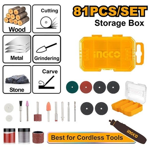Bộ 81 Món Phụ Kiện Mài Mini INGCO