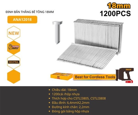Đinh Thẳng ST18 Bắn Bê Tông INGCO