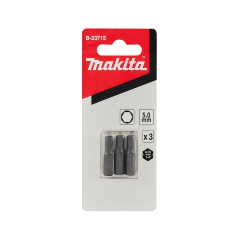 Hex5.0-25mm Bộ Mũi Vặn Vít Makita B-23715, 3 Cái/Bộ