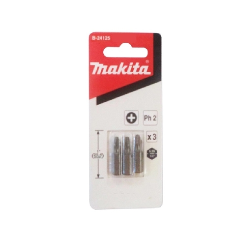 PH2-25mm Bộ Mũi Vặn Vít Makita B-24125, 3 Cái/Bộ