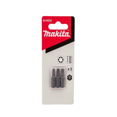 T20 T25 T30-25mm Bộ Mũi Vặn Vít Makita B-24533, 3 Cái/bộ