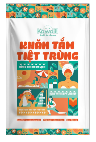 Khăn Tắm Tiệt Trùng 1 Lần KAWAII, 30x60cm, 5 Khăn / Bịch