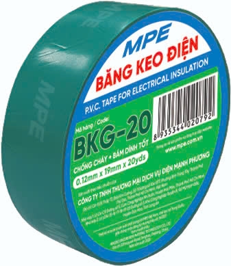 Băng Keo Điện PVC Màu Xanh Lá MPE BKG-20, 10 Cuộn/Lốc 200 Cuộn/Thùng