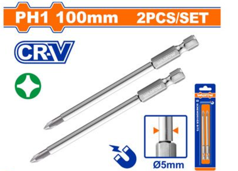 Bộ 2 Mũi Vít Bake Nối Dài Ph1x100mm WADFOW