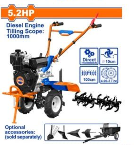 Máy Xới Đất Chạy Dầu Diesel 5.2hp Giật Nổ WADFOW