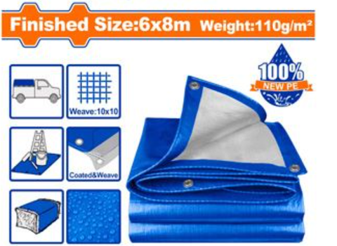 Tấm Bạt Nhựa PE, Màu Xanh Bạc, 6x8m WADFOW