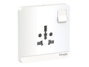 Bộ Ổ Cắm Đơn Đa Năng 16A Có Công Tắc AvatarOn Schneider E8315TS_WE_G19, 86x86mm, Màu Trắng, 12 Cái / Hộp, 72 Cái / Thùng