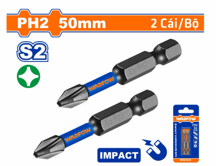 Bộ 2 Mũi Bắt Vít Đóng PH2 50mm WADFOW