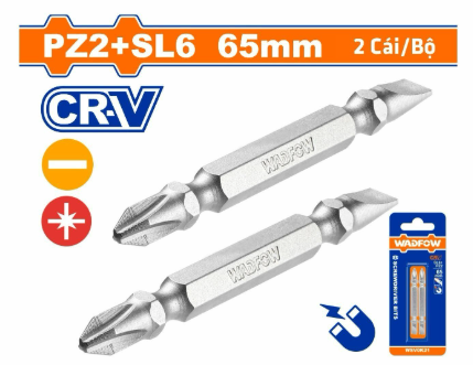 Bộ 2 Mũi Bắt Vít 2 Đầu Pz2+sl6 65mm WADFOW