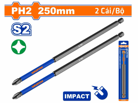 Bộ 2 Mũi Bắt Vít Đóng PH2 250mm WADFOW WSV6K66