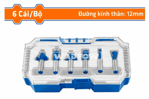 Bộ 6 Mũi Phay Gỗ 12mm WADFOW