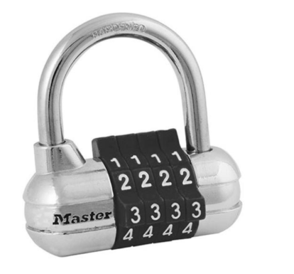 Khóa Tủ Locker Master Lock 1523D, Màu Đen, Xanh Dương, Đỏ, Trắng