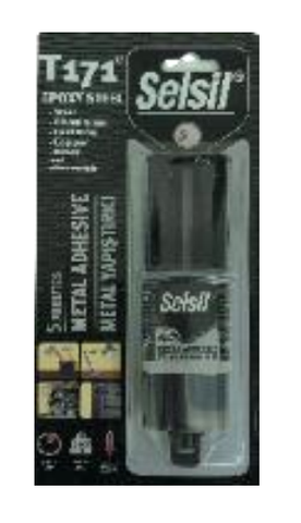 Selsil T171 Epoxy Syringe 5 Min Steel 24ml (28g) - Keo Epoxy Dán Thép, Kim Loại 5 Phút Dạng Ống Tiêm, 24ml (28g), Màu Xám, 12 Vỉ / Hộp