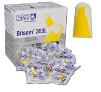 Hộp Nút Tai Bilsom 303L (200 Cặp) Howard Leight 1005073, Màu Vàng Sọc Trắng