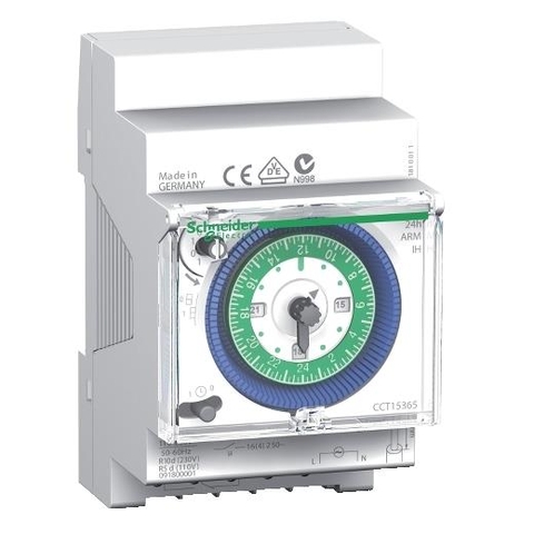 Hẹn Giờ 24H 1 Kênh 16A Pin Dự Trữ 200H Schneider CCT15365, 90x18x70mm, Trắng