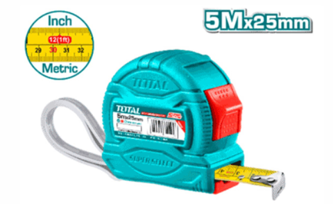 Thước Cuộn Thép Nền Vàng 5x25mm Total