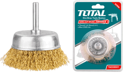 Chén Cước Đánh Gỉ Bằng Thau 75mm Có Cán Total