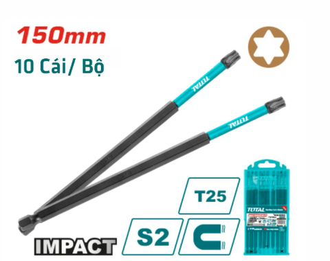 Bộ 10 Mũi Bắt Vít T25x150mm Total