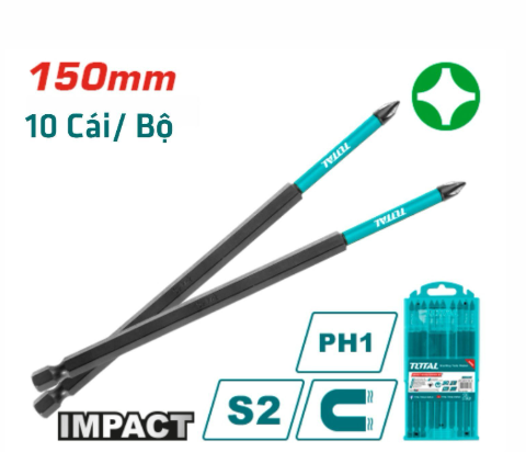 Bộ 10 Mũi Bắt Vít Ph1x150mm Total
