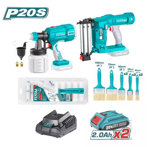 Bộ Combo 2 Máy Dùng Pin 20V Máy Bắn Đinh Và Máy Phun Sơn Total