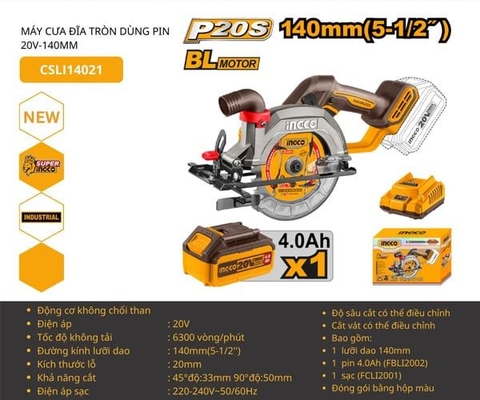 Máy Cưa Đĩa Dùng Pin 20v-140mm INGCO