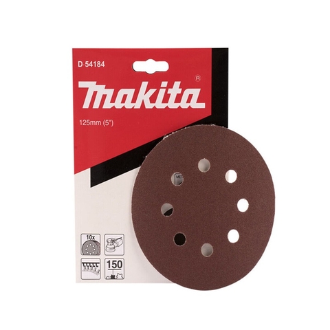 125mm Đĩa Nhám Tròn Gỗ A150 8 Lỗ Makita D-54184, 10 Cái/Hộp