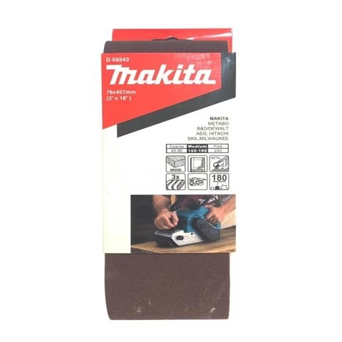 Nhám Băng Makita D-59243 (Cỡ Hạt 180), 3 Cái/Bộ
