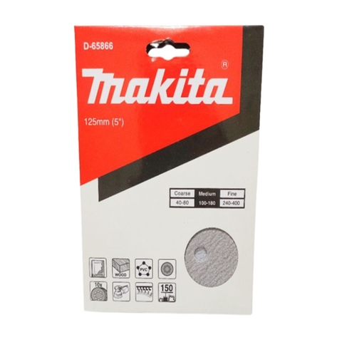 125mm Đĩa Nhám Tròn Cho Sơn A150 8 Lỗ Makita D-65866, 10 Cái/Bộ