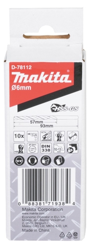 6x93mm Mũi Khoan Kim Loại HSS-GS 10 Cái Makita D-78112