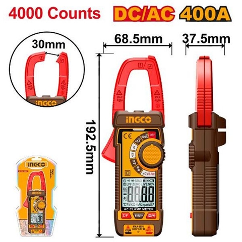 Đồng Hồ Kẹp Kỹ Thuật Số AC/DC 400A-4000 Số Đếm Ingco