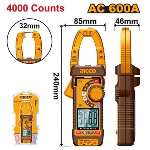Đồng Hồ Kẹp Kỹ Thuật Số Ac 600A-4000 Số Đếm Ingco