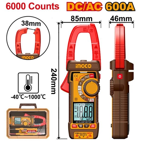 Đồng Hồ Kẹp Kỹ Thuật Số AC/DC 600A-6000 Số Đếm Ingco