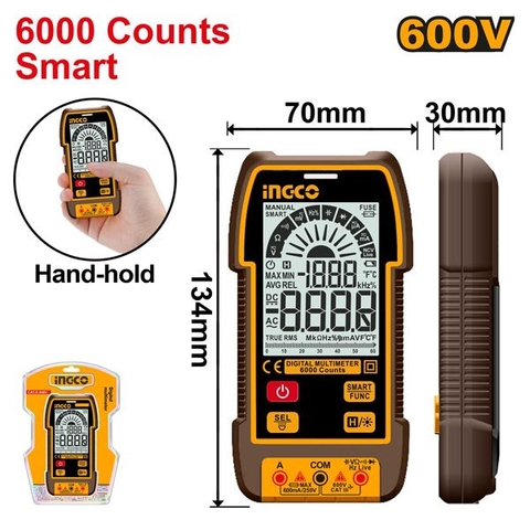 Đồng Hồ Vạn Năng Kỹ Thuật Số 600V-6000 Số Đếm Thông Minh Ingco