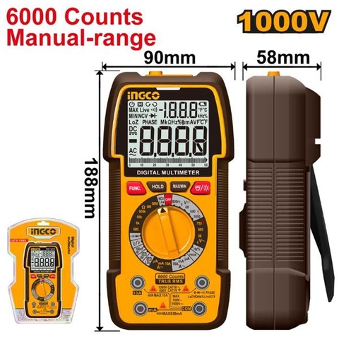 Đồng Hồ Vạn Năng Kỹ Thuật Số 1000V-6000 Số Đếm Ingco