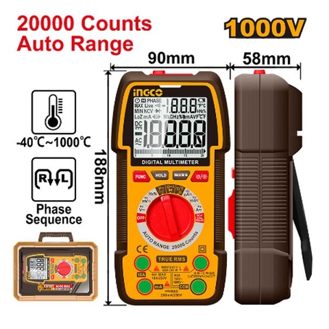 Đồng Hồ Vạn Năng Kỹ Thuật Số 1000V-20000 Số Đếm Tự Động Ingco