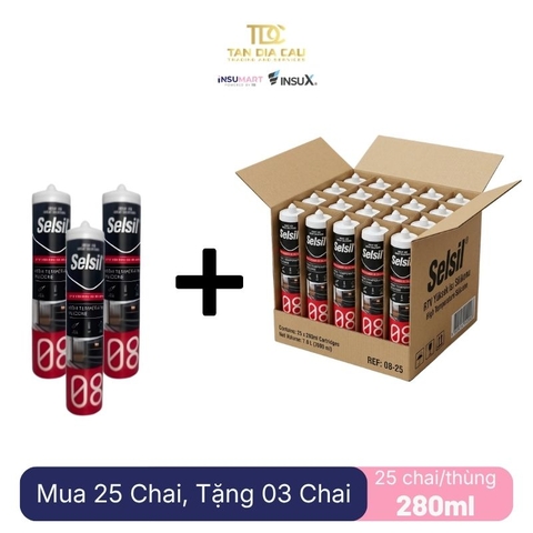 Selsil Rtv High Temperature Silicone Sealant - Keo Silicone Chịu Nhiệt Độ Cao Rtv 285°C, 280ml, 25 Chai/Thùng