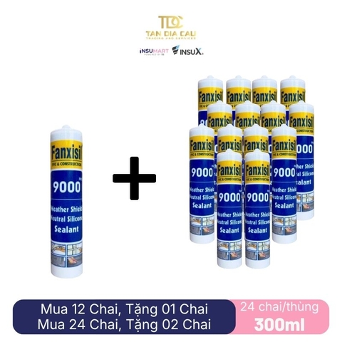 Fanxisil® 9000 Neutral Silicone Sealant - Silicone Trung Tính Không Mùi, 300ml, Trắng Sữa, 24 Chai/Thùng