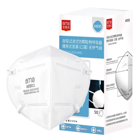 Khẩu Trang KN95 AMS A9502, 50 Cái/Hộp, 10 Hộp/Thùng