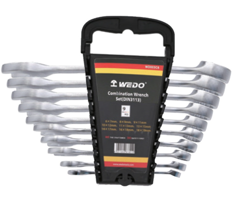 9PCS Combination Wrench Set (DIN3113), WD003C9, 8,10,11,12,13,14,15,17,19mm, WEDO, Steel