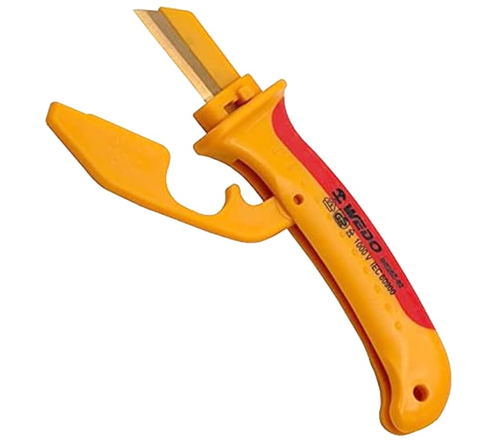 Insulated Cable Knife (Changeable head with cover), IN520E-02, 58x185mm, WEDO, Insulated Steel