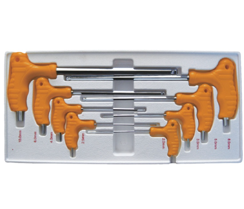 8pc T-Handle Hex Key Set, WD278A, 2，2.5，3，4，5，6，8，10mm, WEDO, Steel